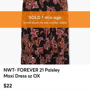 ❌❌SOLD -NWT-FOREVER 21 Paisley PLUS MAXI DRESS